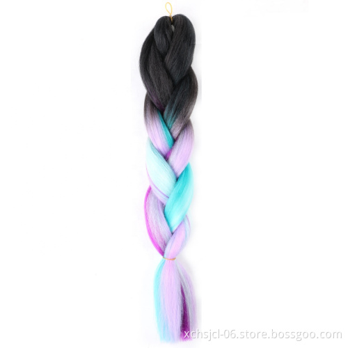 Jumbo Braiding Hair Extensions Braiding Hair 24 Inch Ombre Multiple Tone Colored Synthetic Hair for Women